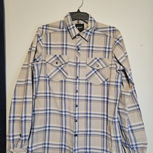 5.11 Tactical Series Plaid Long Sleeve Snap Shirt Men’s Small  Beige Blue